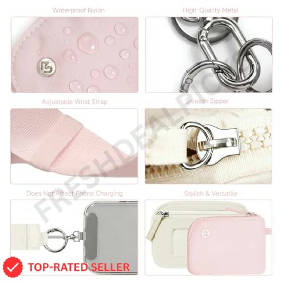 Phone Wrist Strap Dual Pouch Wristlet Wallet RFID ID Window Coin Pouch Keychain - Picture 6 of 8